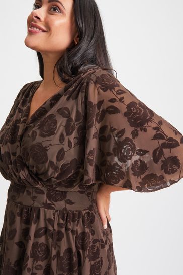 Buy Scarlett Jo Brown Julie Flock Hanky Hem Dress from Next USA