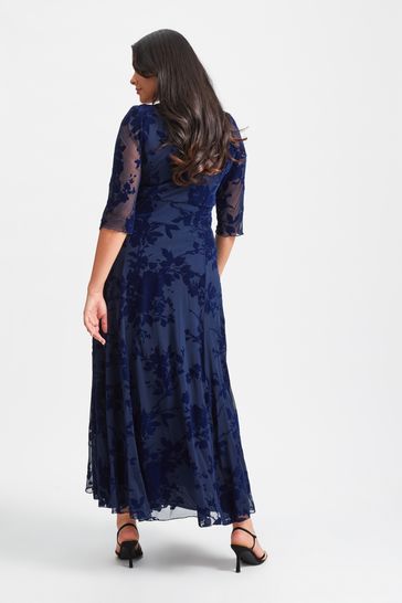 Buy Scarlett Jo Elizabeth Velvet Flock Maxi Gown Next