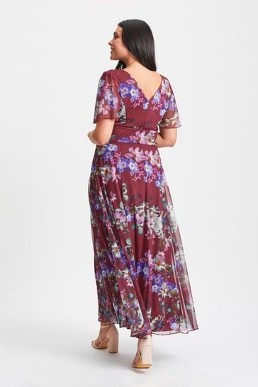 Buy Scarlett & Jo Burgundy Red Floral Isabelle Rose Angel Sleeve Maxi Dress  from Next Canada