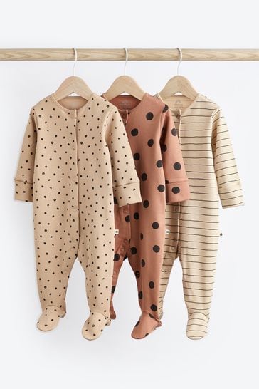 Neutral Baby Cotton Sleepsuits 3 Pack (0mths-2yrs)
