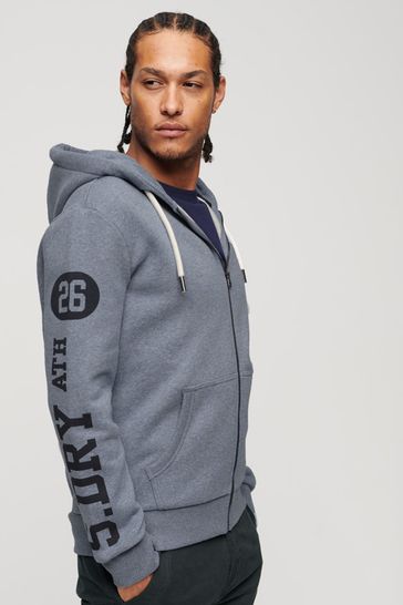 Buy Superdry Dark grey Athletic College Graphic Zip Hoodie from