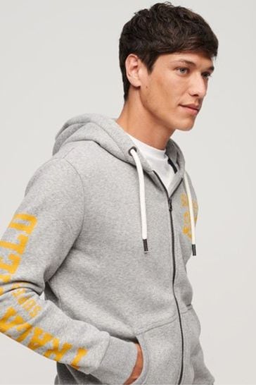 Buy Superdry Grey White Athletic College Graphic Zip Up Hoodie from Next Saudi Arabia