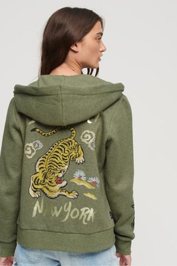 Buy Superdry Olive Green Custom Embellished Zip Hoodie from Next Netherlands