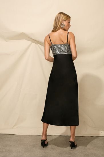 Buy Ro Zo Cluster Sequin Contrast Black Cami Dress from Next Australia