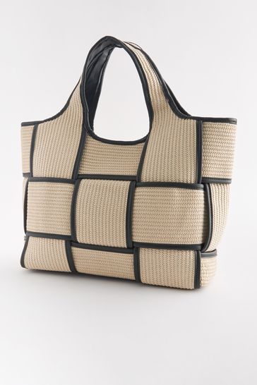 Buy Neutral Raffia Weave Shopper Bag from Next Ireland