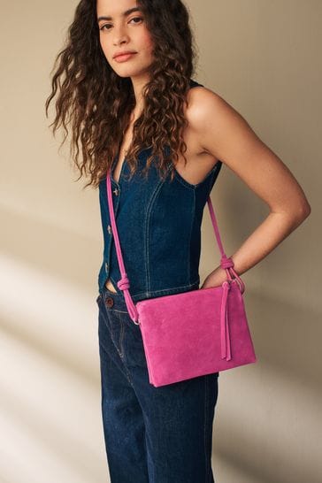 Bright Pink Leather Cross-Body Bag