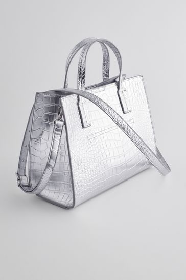 Buy Silver Metallic Tote Bag from Next Ireland
