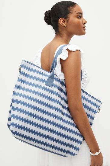 Blue Stripe Foldaway Bag
