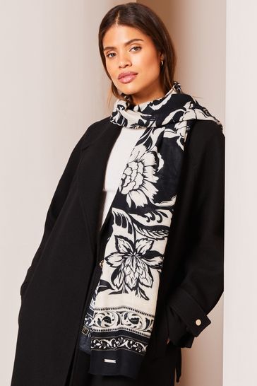 Lipsy Black Lightweight Printed Scarf