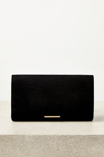 Buy Lipsy Black Asymmetric Foldover Chain Clutch Bag from Next