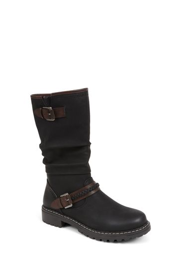 Pavers Buckle Mid Calf Biker Boots
