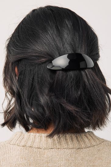 Black Oval Barrette Hair Clip