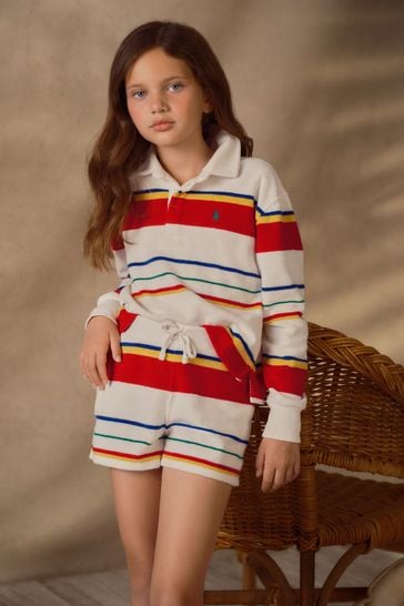 Buy Polo Ralph Lauren Green Striped Terry Rugby Shirt Shorts Set