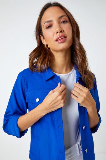 Royal blue jean jacket discount