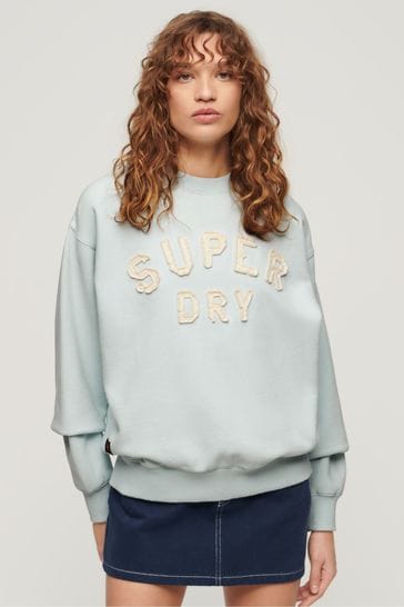 Superdry Blue Applique Athletic Loose Sweatshirt