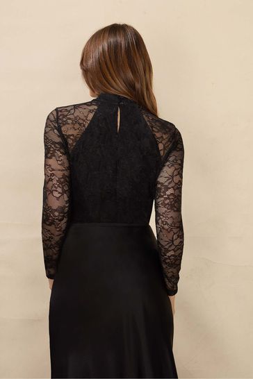 Black stretch lace dress clearance