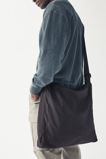Black Nylon Messenger Bag
