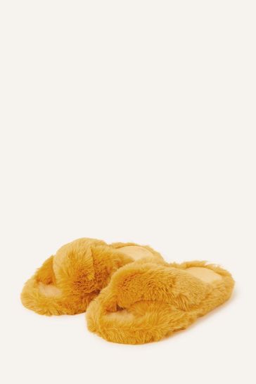 Buy Accessorize Yellow Faux Fur Cross Over Sliders from Next Netherlands