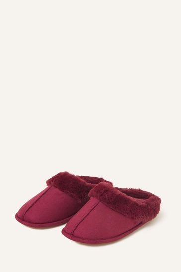 Accessorize Red Faux Fur Mule Slippers