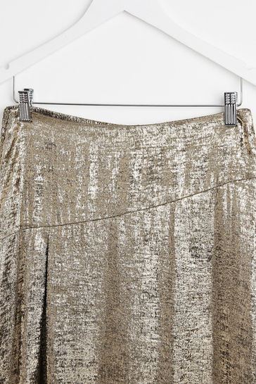 Buy Oliver Bonas Gold Metallic Shimmer Midi Skirt from Next Luxembourg