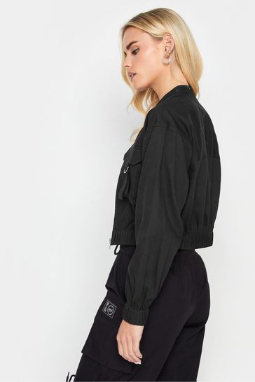 Buy PixieGirl Petite Black Cropped Utility Bomber Jacket from Next