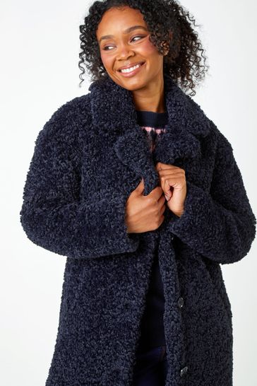 Dorothy perkins navy teddy coat cheap