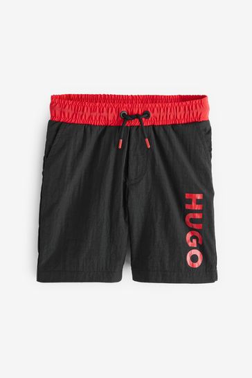 HUGO Logo Black Swim Shorts