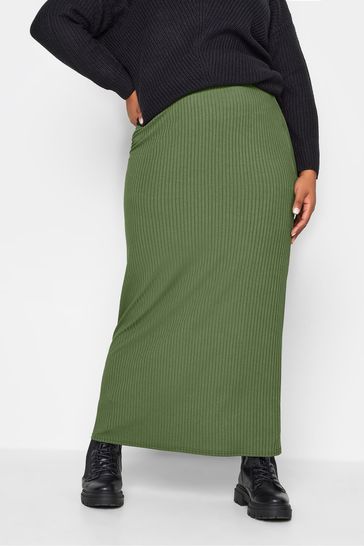 Yours Curve Green Ribbed Skirt