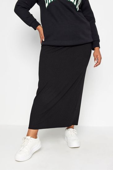 Yours Curve Black Ribbed Skirt