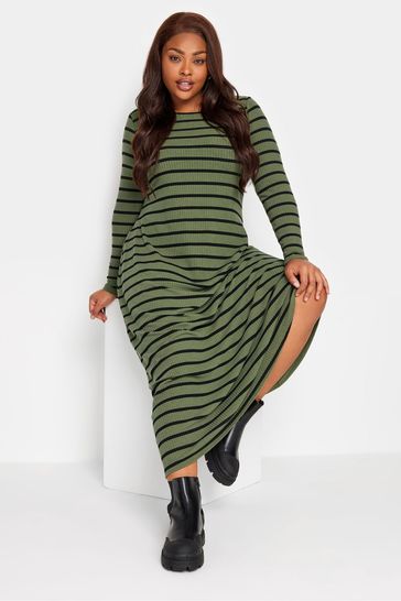 Buy Yours Curve Green Ribbed Maxi Swing Dress from Next Bahrain