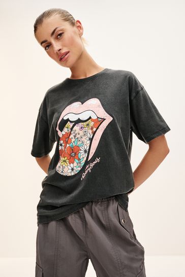 Grey rolling stones t shirt top