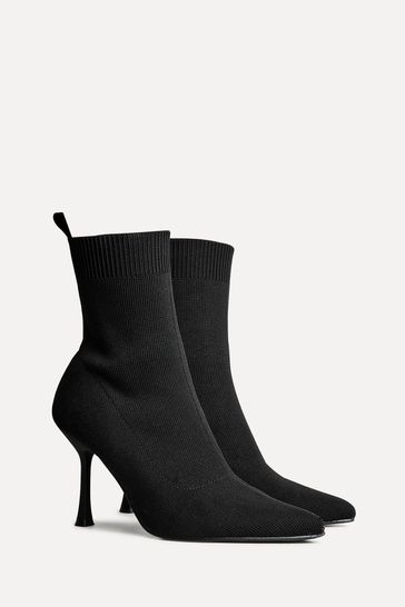 Buy Linzi Black Franz Pointed Toe Knit Sock Boots With Stiletto Heels from Next Bahrain