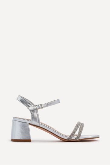 Buy Linzi Silver Bunty Block Heeled Sandals With Diamante Trim from Next Austria