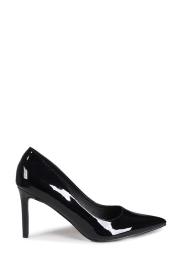 Linzi Black Patent Shoes Overjoyed Stiletto Pointed Court Heels