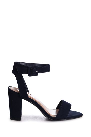 Buy Linzi Blue Marnie Open Toe Block Heels With Ankle Strap Buckle