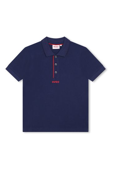 HUGO Blue Logo Short Sleeve Polo Shirt