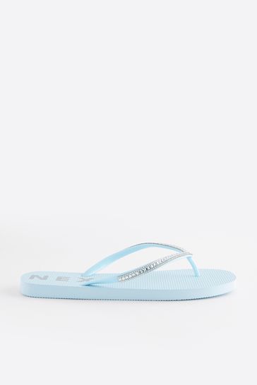 Buy Blue Jewelled Beach Flip Flops from Next Ireland