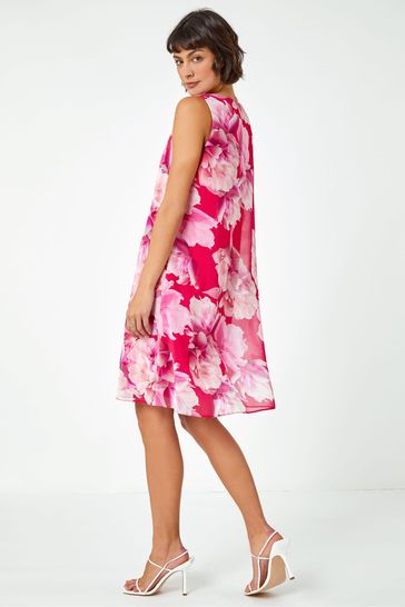 Buy Roman Pink Sleeveless Floral Chiffon Overlay Dress from Next
