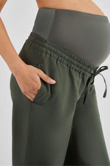 Buy JoJo Maman Bebe Khaki Green Linen Blend Maternity Trousers from Next Bahrain