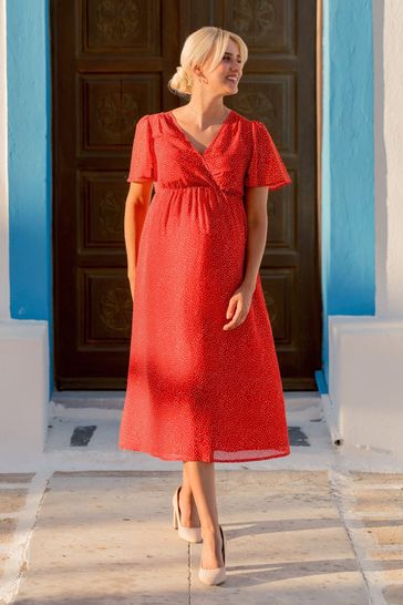 Maternity wrap midi dress deals