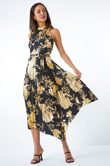 Msk metallic shop print dress