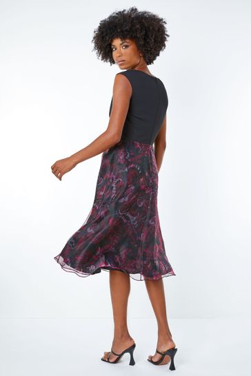 Buy Roman Black Twist Detail Butterfly Organza Skirt Dress from