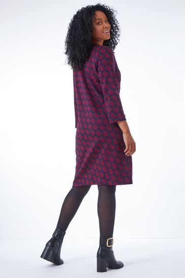 Buy Roman Purple Petite Notch Neck Jacquard Dress from Next Ireland