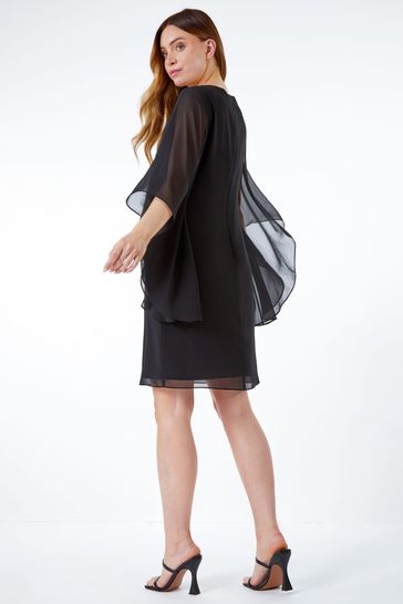 Asymmetrical chiffon overlay dress discount