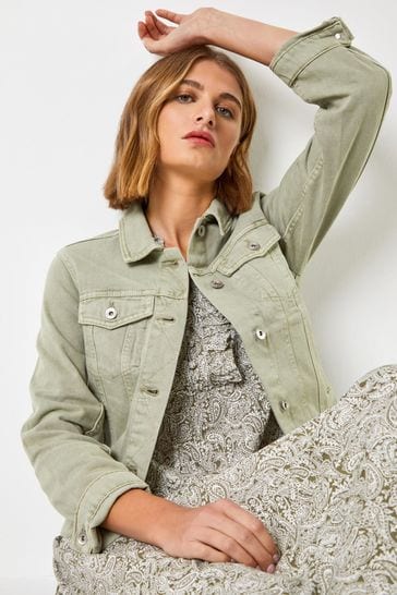 Khaki denim online jacket womens