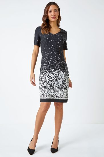 Next border sales print shift dress