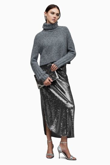 AllSaints Grey Opal Sparkle Skirt