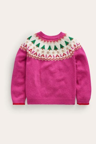 Buy Boden Pink Fun Fair Isle Christmas Cardigan from Next Luxembourg