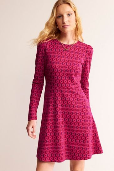 Boden Pink Jacquard A-Line Short Dress