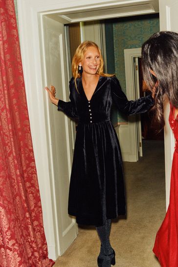 Buy Boden Black Elise Velvet Jewel Midi Dress from Next Denmark